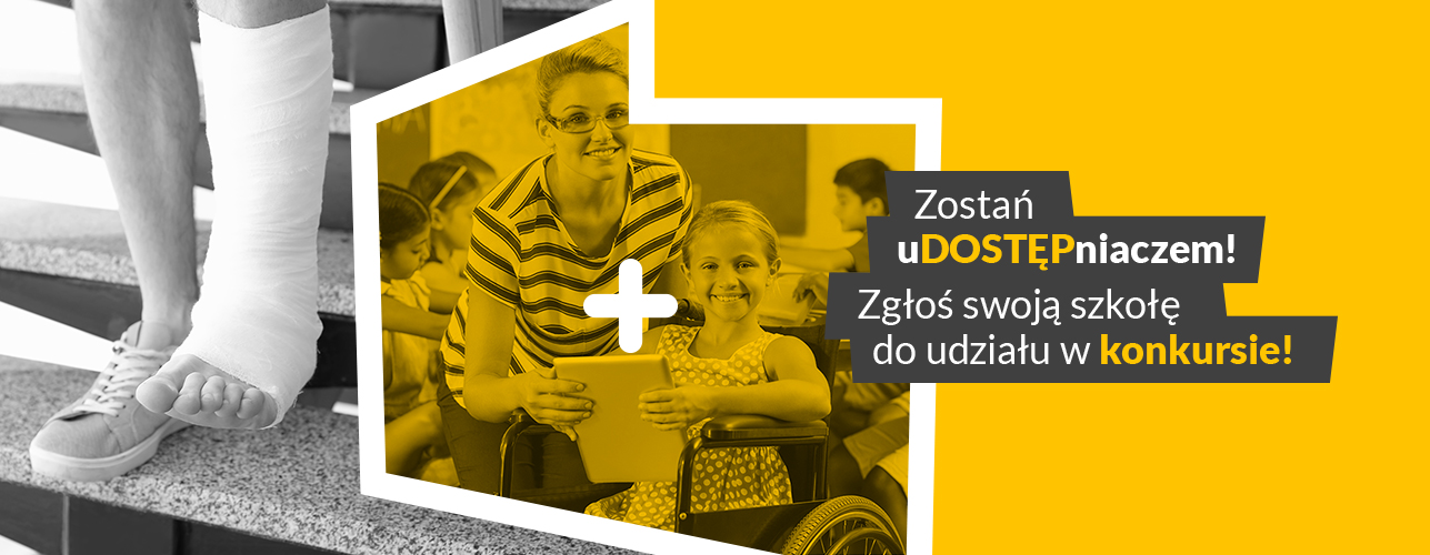 Banner konkursu edukacyjnego - Zostań uDOSTĘPniaczem! 